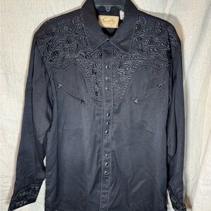 Scully Black Shirt with Embroidery